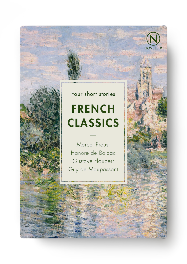 France has given the world some of its greatest writers, and this box of four short stories offers a perfect introduction to their work. Through sharp observations and masterful prose, they capture human nature in all its complexity, taking us from the salons of Paris to the quiet countryside. Each cover carries a painting by Claude Monet, setting the tone for a literary journey through four timeless voices, spanning psychological depth, vivid realism, and echoes of myth and legend.

The box contains four pocket-sized books:
Guy de Maupassant – Paul’s Mistress
Marcel Proust – The Melancholy Summer of Madame de Breyves
Gustave Flaubert – The Legend of Saint-Julien l’Hospitalier
Honoré de Balzac – A Street of Paris and Its Inhabitant